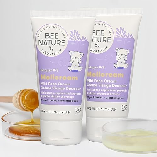 Bee Nature - Gesichtscreme für Babys - Bio-Honig - Spendet Feuchtigkeit und Repariert - 100% Natürlich – Geeignet für Neugeborene mit Trockener, Empfindlicher Haut - 2 Stück (2 * 50ml)