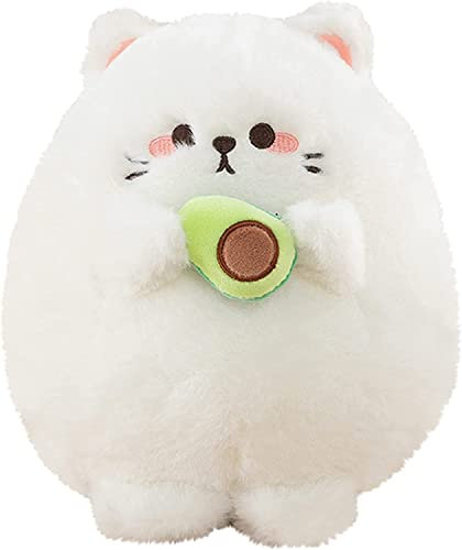 Firecos Peluche Chat Kawaii Mini Peluche Chat Avocat Doux Chaton Mignon Câlin Cadeaux d'anniversaire Noël pour Amis Enfants (Blanc, 30cm)