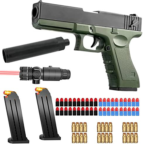 Pistolet Jouet avec balles Souples,Pistolet à Balle Molle,Pistolet Jouet Taille,EVA Mousse Jouet Blaster avec Chargeur éjectable et balles, pour 12+ Cadeaux pour Enfants