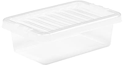 Plastic Crystal 4L Container with Clear Lid Lightweight Stackable Nestable Storage Boxes for Cosmetic Box, Stationery Box, Space Saving Solution for Home and Office- 4L Litre