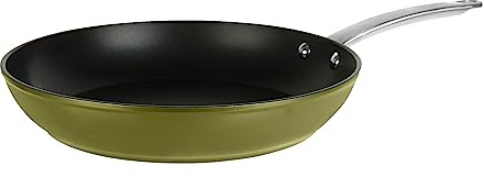 Sitram 715701 Poêle Aluminium Recyclé Ø 30 cm H 5 cm colori Vert Metallisé Revêtement intérieur anti-adhésif sans PFOA - Manche en Inox Riveté - Tous feux dont induction