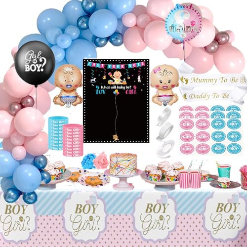 Gender Reveal Party Decorazioni, Portare tovaglie e manifesti elettorali, baby shower decorazioni, Porta coriandoli delle ragazze della squadra dei ragazzi, Boy Or Girl Banner Baby Palloncino Foil