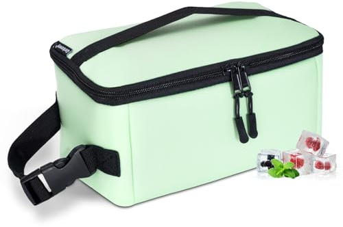 Cerbonny Small Cooler Bag Freezable Lunch Bag, Small Lunch Bag Insulated with Ice Pack, Mini Cooler Bag for Work School Trip,Fit for 3+,(Mint Green)