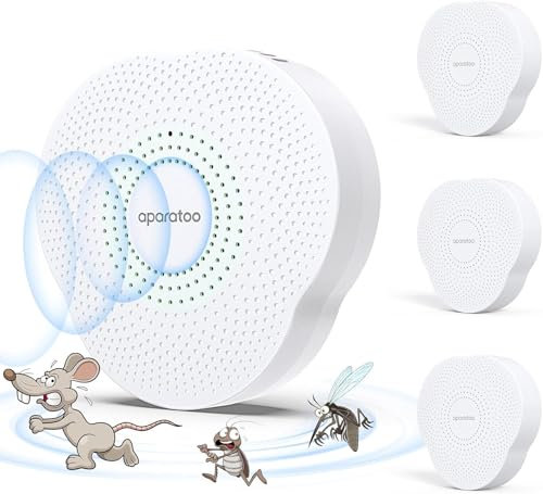 4 Pack Mäuseabwehr Mäusevertreiber Ultraschall,360° Rattenabwehr Ultraschall,Ultraschall Schädlingsbekämpfer with LED, Ultraschall Gegen Ratten für Kakerlaken, Mäuse,Fliegen, Mücken,Spinnen,Harmlos