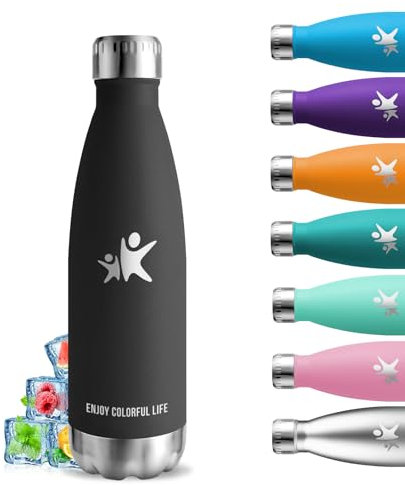 Botella Termica- 500ml- Cantimplora, sin BPA, Botella Agua Niños, A Prueba de Fugas, Termo Cafe, Mantiene 24H Frio/12H Calor, Acero Inoxidable, Aislamiento al Vacío, para Agua, Café, Té