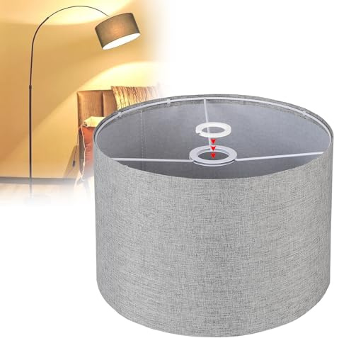 EFUTURETIME E14/E27 Paralume in Tessuto H20 X Ø 30cm, Paralume Cilindro Grande in Lino Naturale per Lampada da Terra, Comodino, Tavolo Plafoniera, Lampadari, Applique, Grigio