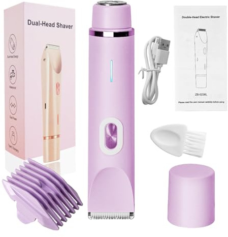 Rasoio Da Donna Klyne, Tagliacapelli Elettrico 2 in 1 Klyne Adatto a Pelli Sensibili, Tagliacapelli Da Bikini Da Donna, Ricarica USB, Impermeabile Ipx7, For Bikini, Gambe, Ascelle E Naso(Purple)