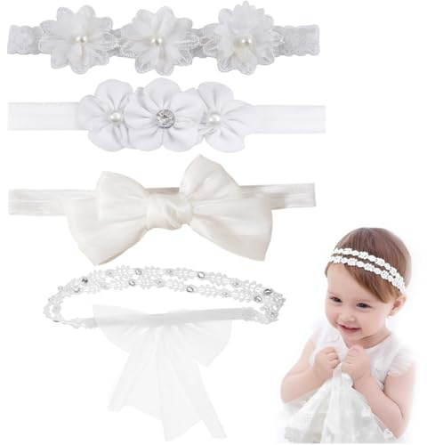 Teegxddy 4 Pezzi fascia neonato, Fascia capelli neonata, Cerchietti bambina