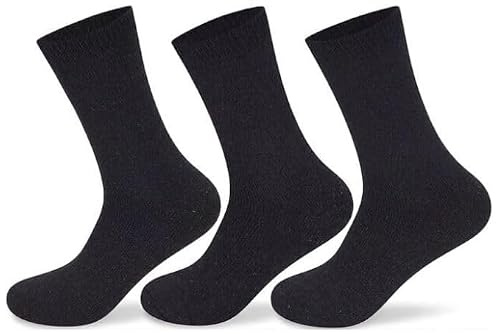 ABUMOR® 3Pairs Men’s Thermal Socks – Warm, Insulated, Stretchy, and Breathable Cold Weather Crew Socks for Men. (UK 6-11 Black 3P)