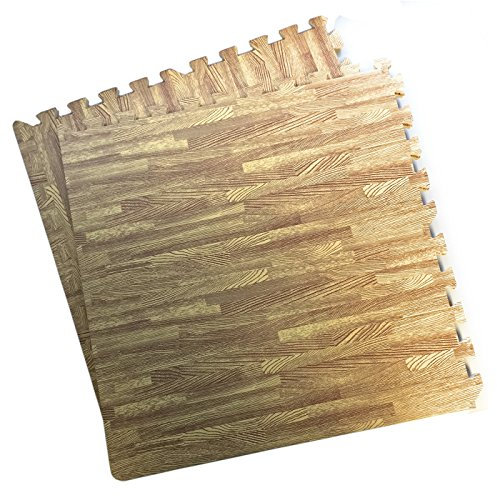 Pack de 4 baldosas Efecto Madera de Goma eva Tipo Puzzle, Fuerte y Flexible para Usar como tarima Flotante, Resistente a la Humedad, al Calor y al frío (60 x 60 cm)