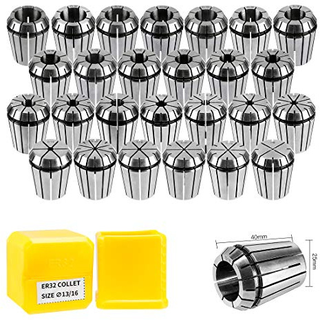 SILIVN 26PCS ER32 Spring Collet Set for CNC Engraving Machine & Milling Lathe Tool Workholding Engraving Collets