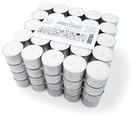Pritogo Lumini – bianco, non profumati in involucro di alluminio Ø 3,8 x 2,5 cm, senza fuliggine, durata: 8 ore (600 pezzi)