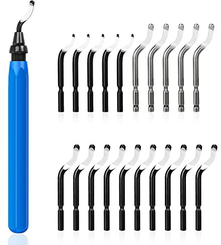 Sbavatore di Attrezzi Set Universale con 20 Pezzi Lame di Ricambio in 3 Modalità,Sbavatura Strumento Manico in Metallo 360° Rotazione Sbavatura a Mano per Stampe 3D Tubi Plastica Metallo