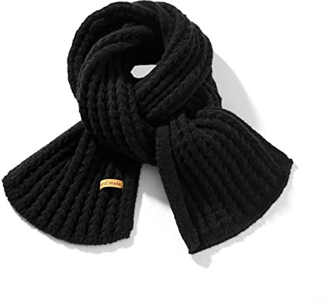 ORANZT Gestrickter Schal Lange Weiche Winter Strickschal Einfarbig Mode Pashmina Schal - Schwarz