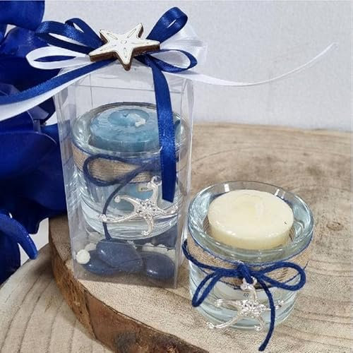 Candele profumate bomboniere comunione cresima compleanno nascita con pendente tema mare stella marina