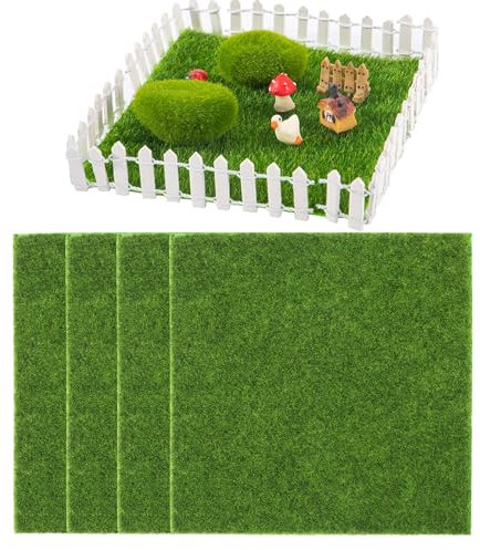 Herbe De Mousse Miniature 4 Pcs Gazon Artificiel De Jardin Tapis De Pelouse Verte Artificielle Mini Simulation Gazons Artificiel Miniature Herbe pour Micro Paysage Décoration Maison Déco 15 x 15 cm