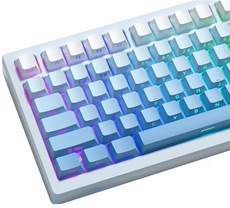 womier PBT Keycaps Set, Double Shot 75% Cherry Profile, Blue Gradient, Side Printing, Glossy Keycaps for Mechanical Gaming Keyboards (136 Keys, Buttons Only)