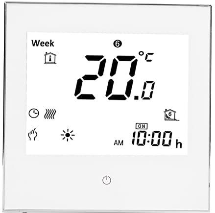 Termostato vocale, termostato programmabile 5A, display LCD, touch screen, riscaldamento caldaia, termostato, temperatura ambiente, termostato programmabile per uso domestico (WHITE)