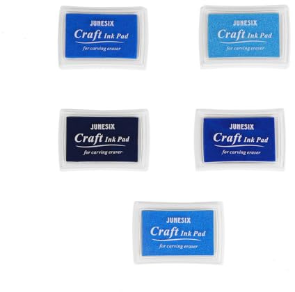 5 Different Shades of Blue Ink Pads, Blue Stamp Pad for Kids Washable, Blue Ink Pads for Rubber Stamps(Packaged in Plastic to Prevent Ink Evaporation), Pet Safe Ink Pad