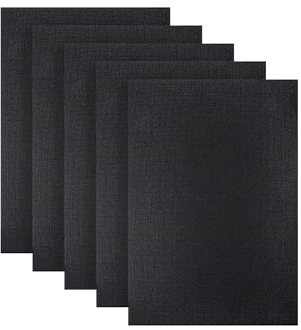 JIHUOO Lot de 5 tissus pour point de croix - 30,5 x 45,7 cm - 14 fils - Tissu de broderie - Grande taille - Accessoires pour point de croix - Noir