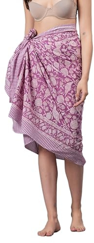 INDIAN CRAFT CASTLE Women's Sarong Coverups Short Bathing Suit Wrap Skirt Beach Wrap Swimsuit Cover Ups 100% Cotton (73 x 44)