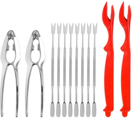 DHSBGWSX 8 Stück Stahlnadeln, 2 Stück Clips, 2 Krabbennadeln, Krabbenfischer-Set, Hummerschäler, Meeresfrüchte-Werkzeugset, Hummerschälwerkzeug, Hummerschalenpicker, Meeresfrüchte-Schälwerkzeug