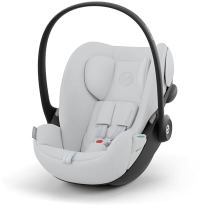 CYBEX Gold Babyschale Cloud G i-Size Comfort, Inkl. Neugeboreneneinlage, Ab Geburt bis ca. 24 Monate, Für Kinder ab 40 cm bis 87 cm, Max. 13 kg, Fog Grey