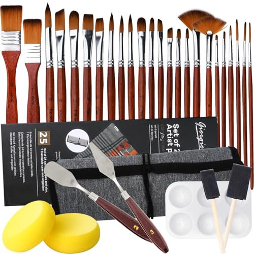 UCAMP Premium Pinselset Acrylfarben,32 Stück Pinsel Set,Künstlerpinsel,Oil Paint Brush Set,Nylon Pinsel,Korpus aus Holz,Artists Paint Brushes für Acryl,Aquarell,Öl