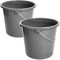 2friends Lot de 2 seaux de nettoyage de 10 l - Avec échelle graduée et poignée en métal - Seau de nettoyage en plastique sans BPA - Gris - Polyvalent et robuste - Fabriqué en UE