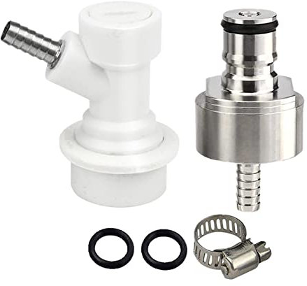 RLVYTA elaboración casera 5/16 lengüeta &amperio; Tipo de desconexión de Bloqueo de Bola Acoplamiento de CO2 a Accesorio de Barril de Jugo de Cerveza Acoplador de Barril(Cap with Gas)