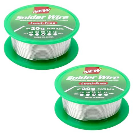 APOMOONS 2 Pièces Etain à Souder 0.8mm, Soudure Etain avec Noyau en Colophane, Soudure Sans Plomb 40g, Fil a Souder avec Flux pour la Réparation, la Soudure Electrique, L'électricité et DIY