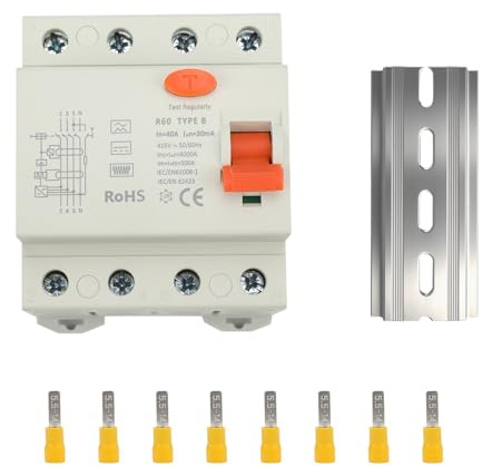 Disjoncteur différentiel FI type B 40 A 30 mA 4 pôles Type B Allstrom Interrupteur intensif RCD Type B pour boîtes murales Station de charge Montage sur rail DIN