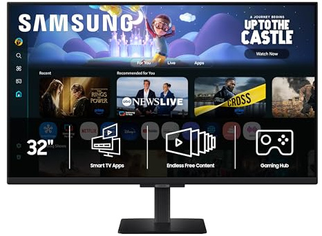 Samsung 32-Inch M5 (M50F) Series FHD Smart Monitor with Streaming TV, Speakers, HDR10, Gaming Hub, Multiple Ports, Workout Tracker, Vision Accessibility Tools, Black, LS32FM502ENXZA