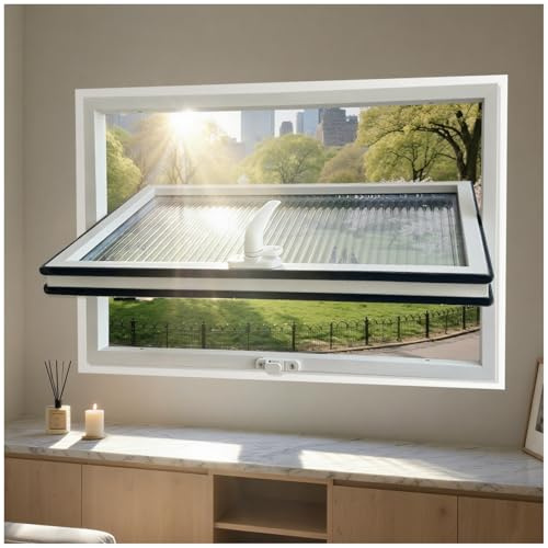32x24inWindows for houses, 360° Rotation Sliding Window, Flush Mount Rotating Ventilated Windows, Basement Window with Tempered Glass, for Bathroom/Kitchen/Warehouse/Playhouse (White, 32x24in)