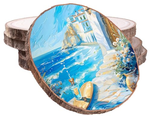 Dischi di legno, 5 pezzi: 18-20 cm, dischi di legno, 15 mm di spessore, senza foro, dischi per tronco d'albero non trattati, per fai da te, matrimoni, decorazioni natalizie