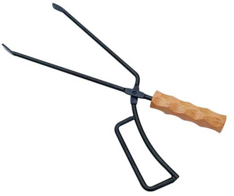 ARTIBETTER Pinze per Caminetto Lunghe con Manico in Legno Pinze Carbonella Resistenti e Antiscottatura per Barbecue Campeggio e Focolare Esterno Strumento per Combustibile Solido e