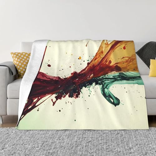 kdaerpt Manta cálida de franela con estampado de salpicaduras de tinta oscura, cómoda para sala de estar, dormitorio, cama, manta de sofá, 60 x 50 pulgadas
