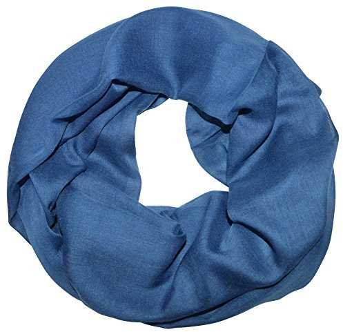 thb Richter Loopschal Schlauchschal Rundschal unifarben einfarbig basic Frühling Sommer Uni Farben Leicht (Jeansblau)