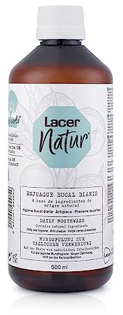 LACER NATUR - Colutorio 500ml, Enjuague Bucal Diario, Origen Natural, Anticaries y Antibacteriano, PAsta de Dientes Antiséptico, Antioxidante, Con Fluor, Sin Gluten
