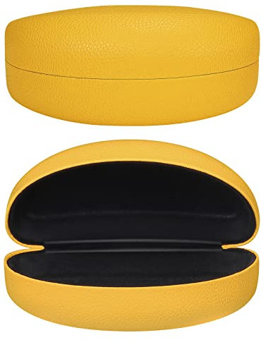 molshine Hard Shell Sunglasses Case,PU Leather Classic Large Glasses Case for Women Men Lady (Lemon Yellow)