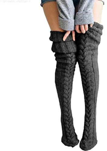 Settoo dam vinter knästrumpor overknee strumpor ull strumpor med pälsboll supermjuk och varm, 85/105 cm