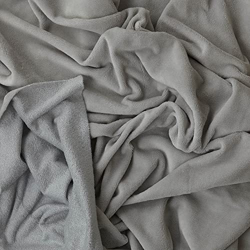 Kt KILOtela - Tissu éponge en bambou de serviette - Bavoir bébé, nouilles, serviettes - Absorbant, doux - Coupon de 100 cm de long x 150 cm de large - Gris perle - 1 mètre