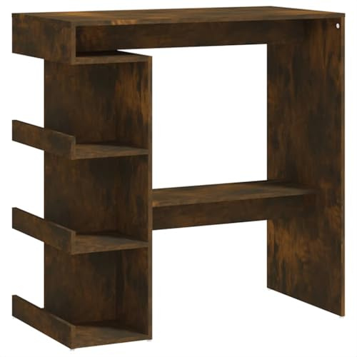 vidaXL Mesa Bar con Estante Desayuno Vino Cerveza Bistró Cocina Comedor Salón Sala de Estar Muebles Contrachapada Roble Ahumado 100x50x101,5 cm