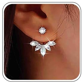 Mini boucles d'oreilles strass mariage Or Boucles d'oreilles délicates scintillantes Marquise Petites cristal mariée Diamant Zircone cubique Simple Cz Feuille grimpantes Crawler Avant Arrière Femmes