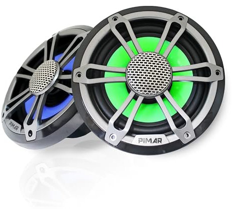 PIMAR Coppia di casse altoparlanti marine 150W LED barca gommone nautica accessori (2 CASSE)