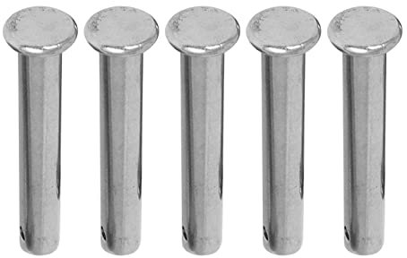 M METERXITY 5 Paquete Horquilla Pasadores - Plana Cabeza Inoxidable Acero Horquilla Pasador Sujetador, Anti Resistencia, Aplicar a Mecánica Reparación (M8 x 50mm, Plateado Tono)