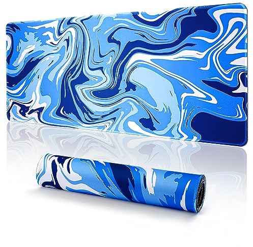 EFISH Tapis de souris japonais Grand tapis de jeu avec support de bureau allongé, base en caoutchouc et bords cousus