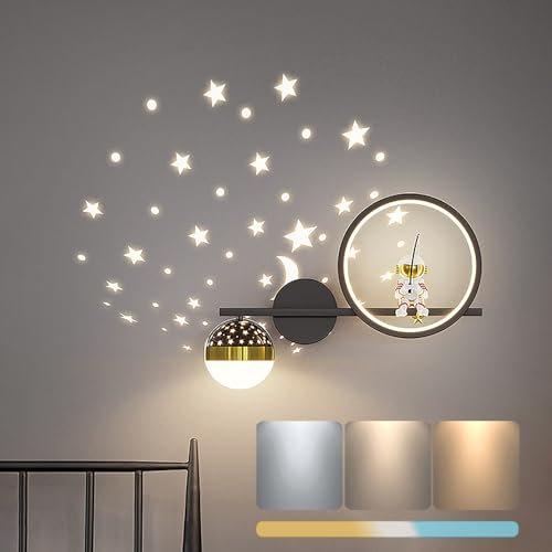 Wandleuchte LED Dimmbar Kinderzimmer Wandlampe Modern Schlafzimmer Nachttischlampe Sternenhimme Astronaut Nachtlicht 30W Innen Wandbeleuchtung für Wohnzimmer Flur Restaurant Treppe Kinder Raumlampe