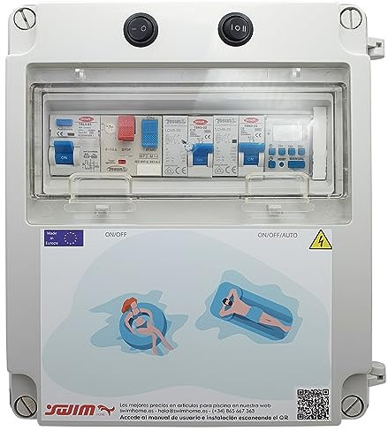 SWIMHOME Cuadro eléctrico para Piscina Equipado con contactor a Motor y Apto para clorador (Bomba 1 a 2 CV (6-10A))