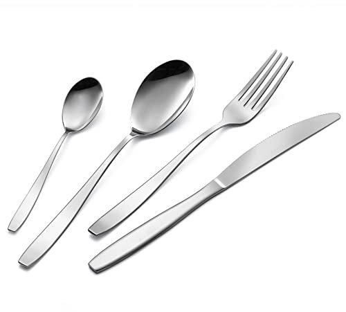 Eme P13SEWI/CR Servizio Posate 6 Coltello 6 Forchetta 6 Cucchiaio 6 Cucchiaino Confezione Salvaspazio, 24 Pezzi, Finitura Lucida, Decoro Wind, Nichel Free, 2.0 mm